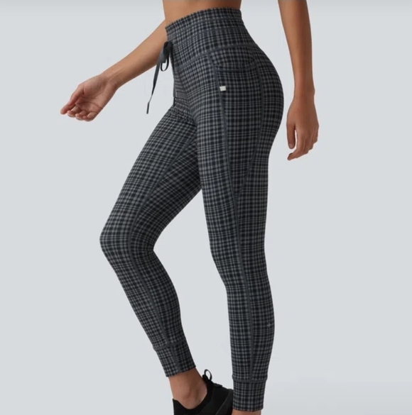 HALARA Black and Gray Check Plaid Leggings Sz.Small - Picture 5 of 9